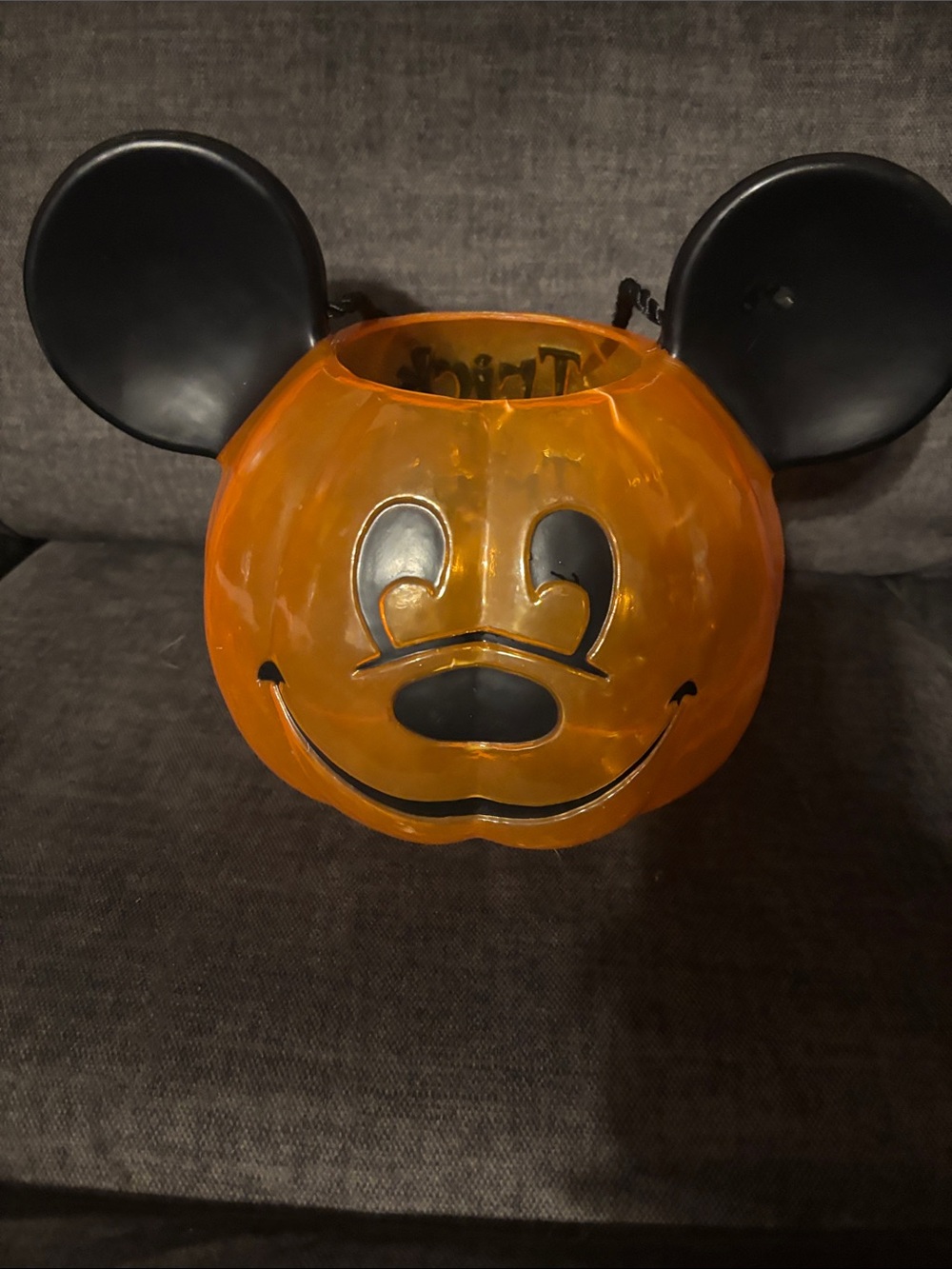 Disney Orange Pumpkin candy Collecting Basket with Black Mickey Ears